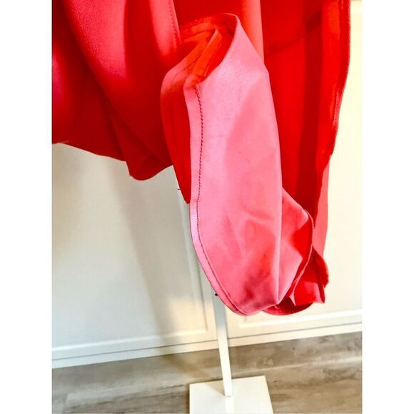 NWT Trina Turk, Zest Shirt Sleeve Belted Faux Wrap Dress in coral color Size 10 - Picture 6 of 9